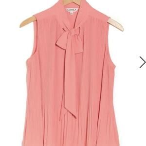 Nanette Lepore Coral Pleated Neck Tie Top Size Large